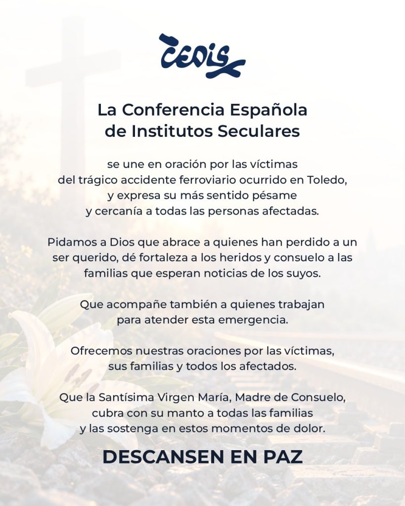Nos unimos en oración por las víctimas del accidente ferroviario en Toledo